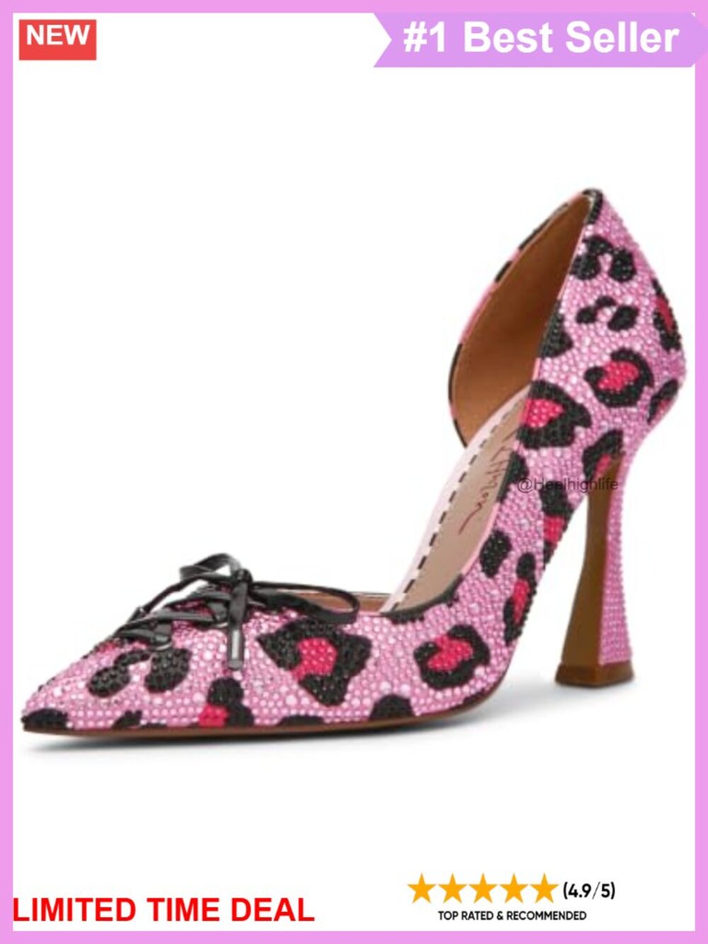 Pointed Toe Flare Heel Pull-On Pump Shoe Party